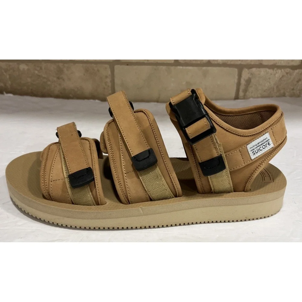 Suicoke GGA-VCU Slide Sandals Tan Triple Adjustable Straps Vibram Sole Men's 12